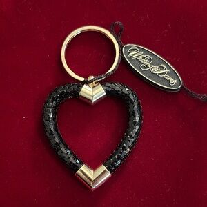 NWT Whiting & Davis Black and Gold Heart Key Holder